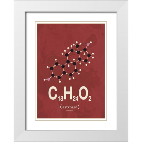 Molecule Estrogene White Modern Wood Framed Art Print with Double Matting by TypeLike