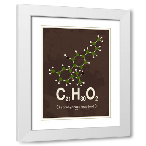 Molecule THC White Modern Wood Framed Art Print with Double Matting by TypeLike