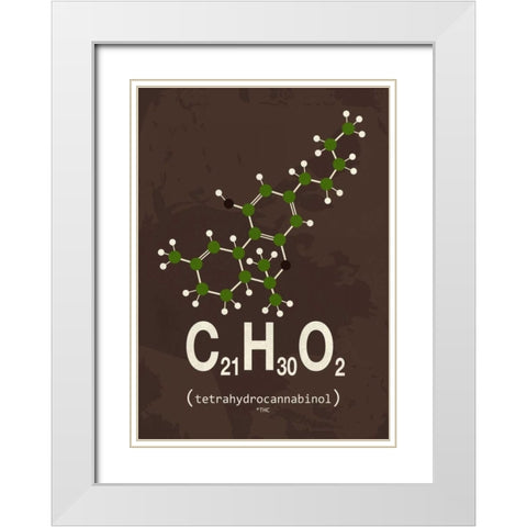Molecule THC White Modern Wood Framed Art Print with Double Matting by TypeLike