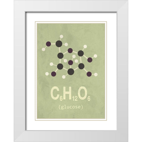 Molecule Glucose White Modern Wood Framed Art Print with Double Matting by TypeLike