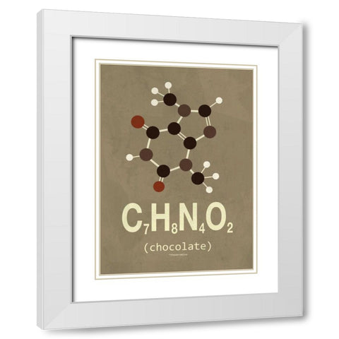 Molecule Chocolate White Modern Wood Framed Art Print with Double Matting by TypeLike