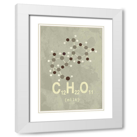 Molecule Milk White Modern Wood Framed Art Print with Double Matting by TypeLike
