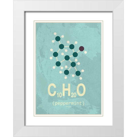 Molecule Peppermint White Modern Wood Framed Art Print with Double Matting by TypeLike