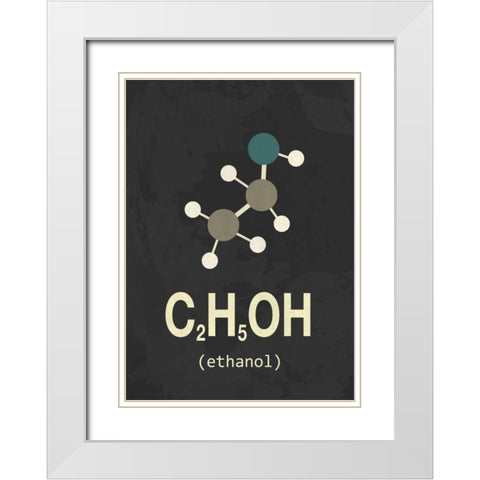 Molecule Ethanol White Modern Wood Framed Art Print with Double Matting by TypeLike