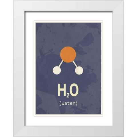 Molecule Water White Modern Wood Framed Art Print with Double Matting by TypeLike