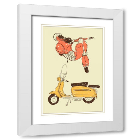 Scooter IV White Modern Wood Framed Art Print with Double Matting by GraphINC