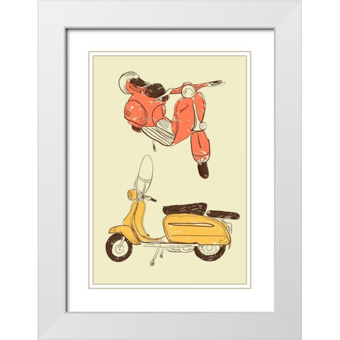 Scooter IV White Modern Wood Framed Art Print with Double Matting by GraphINC