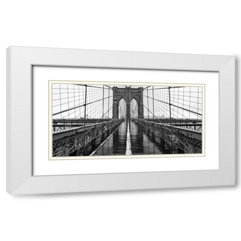 Brooklyn Bridge White Modern Wood Framed Art Print with Double Matting by PhotoINC Studio