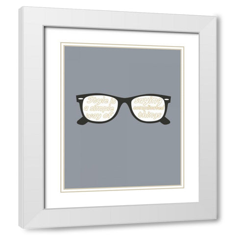 Glasses White Modern Wood Framed Art Print with Double Matting by GraphINC