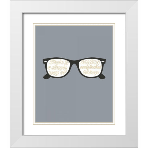 Glasses White Modern Wood Framed Art Print with Double Matting by GraphINC