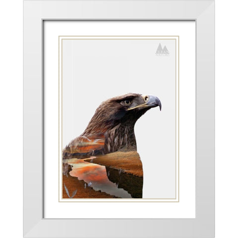 Eagle White Modern Wood Framed Art Print with Double Matting by Clean Nature