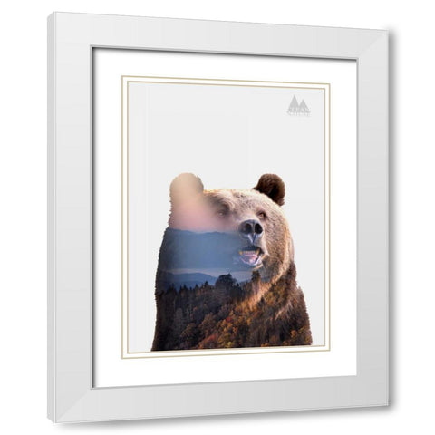 Bear White Modern Wood Framed Art Print with Double Matting by Clean Nature