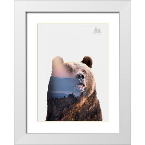 Bear White Modern Wood Framed Art Print with Double Matting by Clean Nature