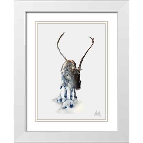 Moose White Modern Wood Framed Art Print with Double Matting by Clean Nature