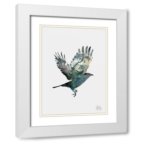 Bird White Modern Wood Framed Art Print with Double Matting by Clean Nature