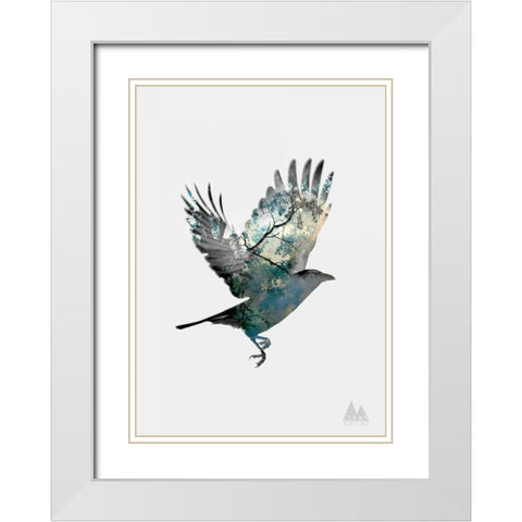 Bird White Modern Wood Framed Art Print with Double Matting by Clean Nature