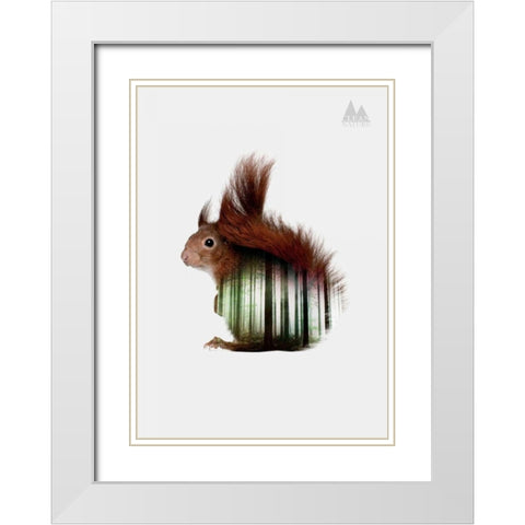 Squirrel White Modern Wood Framed Art Print with Double Matting by Clean Nature