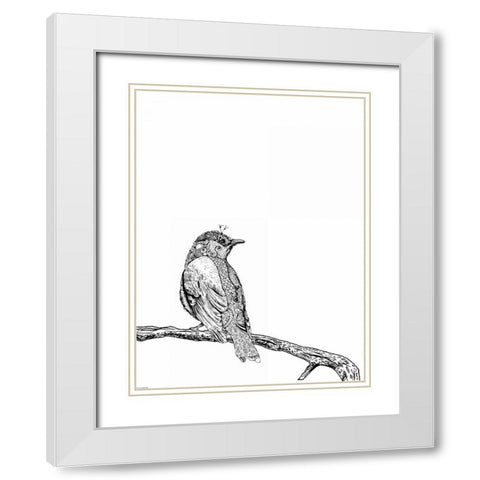 Bird III White Modern Wood Framed Art Print with Double Matting by GraphINC