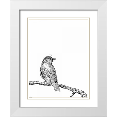 Bird III White Modern Wood Framed Art Print with Double Matting by GraphINC