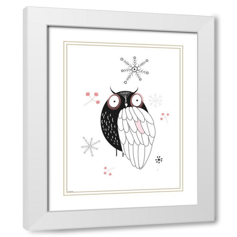 Owl II White Modern Wood Framed Art Print with Double Matting by GraphINC