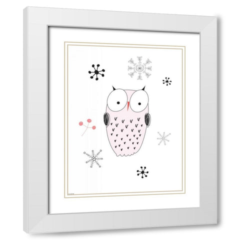 Owl III White Modern Wood Framed Art Print with Double Matting by GraphINC