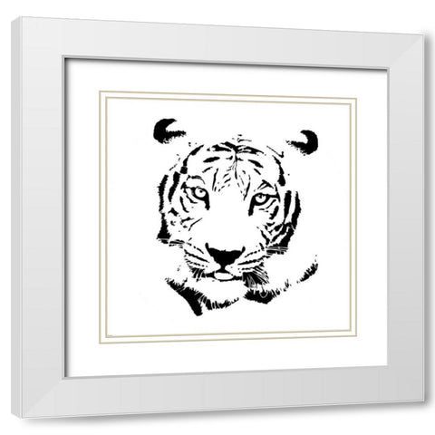 Tiger White Modern Wood Framed Art Print with Double Matting by GraphINC