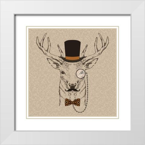 Deer-man 2 White Modern Wood Framed Art Print with Double Matting by GraphINC
