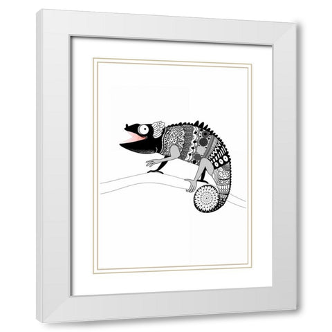 Gecko White Modern Wood Framed Art Print with Double Matting by GraphINC