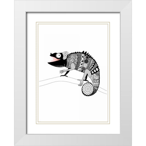 Gecko White Modern Wood Framed Art Print with Double Matting by GraphINC