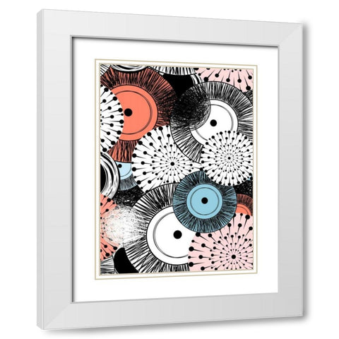 Flowers and Design White Modern Wood Framed Art Print with Double Matting by GraphINC