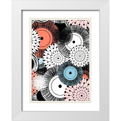 Flowers and Design White Modern Wood Framed Art Print with Double Matting by GraphINC