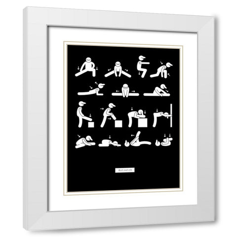 Workout White Modern Wood Framed Art Print with Double Matting by GraphINC