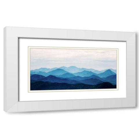 Blue Mountains White Modern Wood Framed Art Print with Double Matting by PhotoINC Studio