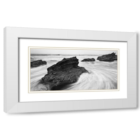 Beach Rocks White Modern Wood Framed Art Print with Double Matting by PhotoINC Studio
