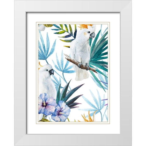 Cockatoo White Modern Wood Framed Art Print with Double Matting by Incado
