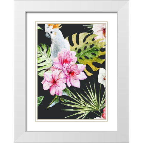 Cockatoo Dark White Modern Wood Framed Art Print with Double Matting by Incado