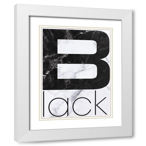 Black Marble White Modern Wood Framed Art Print with Double Matting by TypeLike