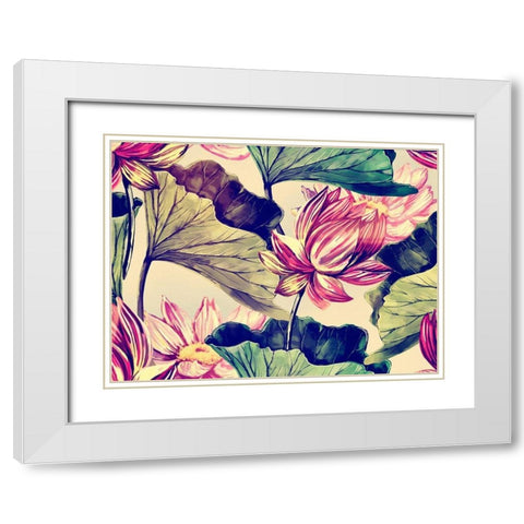 Water Lily White Modern Wood Framed Art Print with Double Matting by Incado