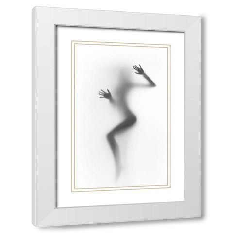 Flattened White Modern Wood Framed Art Print with Double Matting by Incado