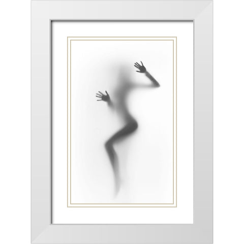 Flattened White Modern Wood Framed Art Print with Double Matting by Incado