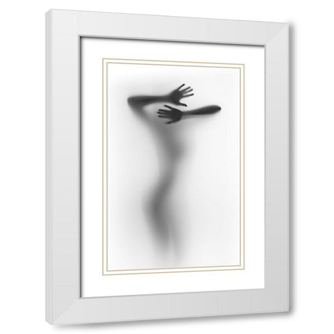 It Hurts White Modern Wood Framed Art Print with Double Matting by Incado