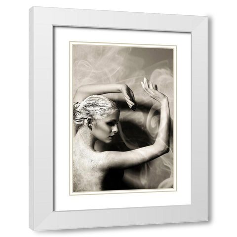 Dancer Statue White Modern Wood Framed Art Print with Double Matting by Incado