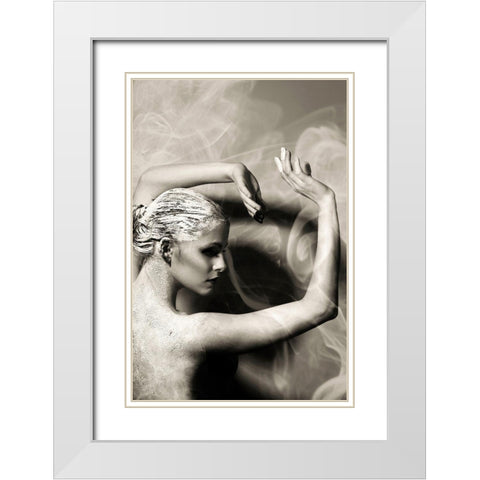 Dancer Statue White Modern Wood Framed Art Print with Double Matting by Incado