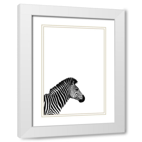Zebra 2 White Modern Wood Framed Art Print with Double Matting by Incado