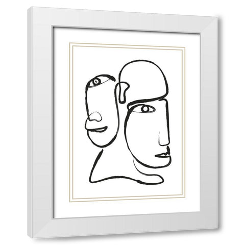 Double Silhouette White Modern Wood Framed Art Print with Double Matting by Incado