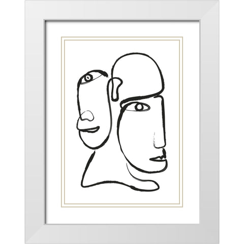 Double Silhouette White Modern Wood Framed Art Print with Double Matting by Incado