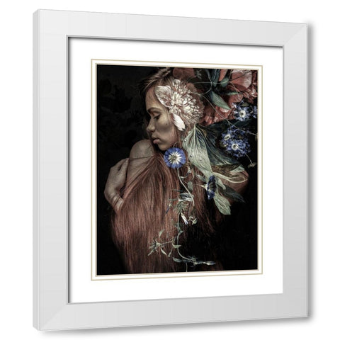 Botanical Woman No. 1 White Modern Wood Framed Art Print with Double Matting by Incado