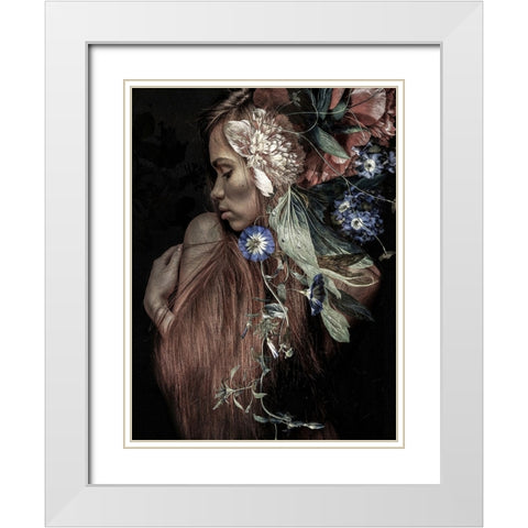 Botanical Woman No. 1 White Modern Wood Framed Art Print with Double Matting by Incado