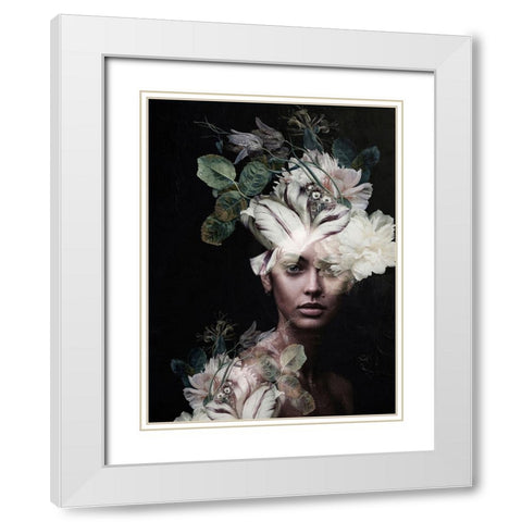 Botanical Woman No. 2 White Modern Wood Framed Art Print with Double Matting by Incado
