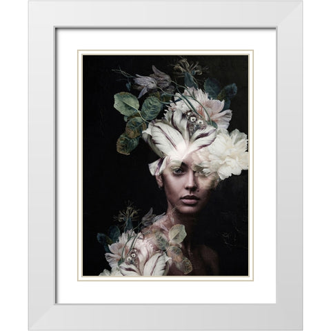 Botanical Woman No. 2 White Modern Wood Framed Art Print with Double Matting by Incado